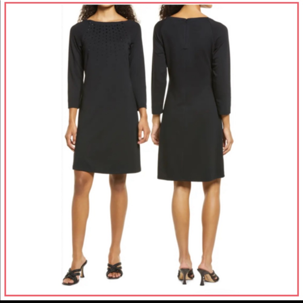 NWT TOMMY BAHAMA Drapey Ponte Embroidered Short Dress